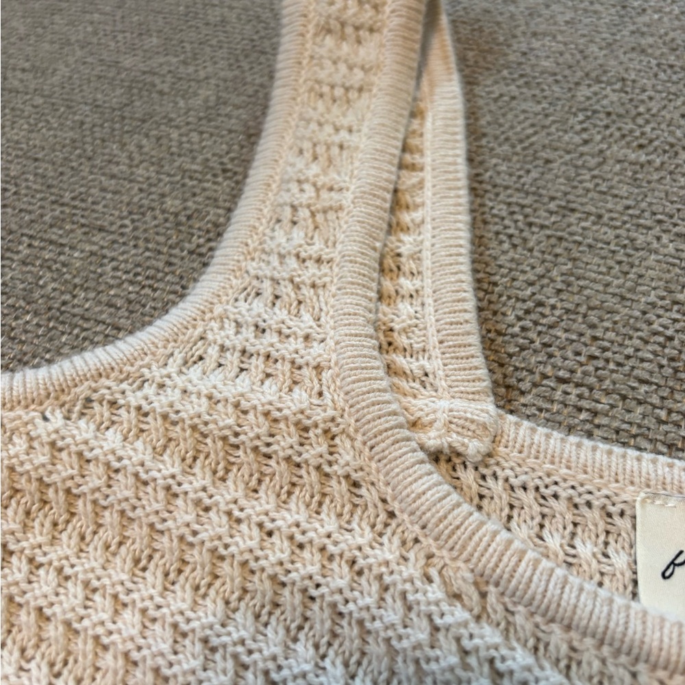 Freshman 1996 Cream Knit Tank Top, Size M, cropped, Boho-Chic/90s - Picture 6 of 8